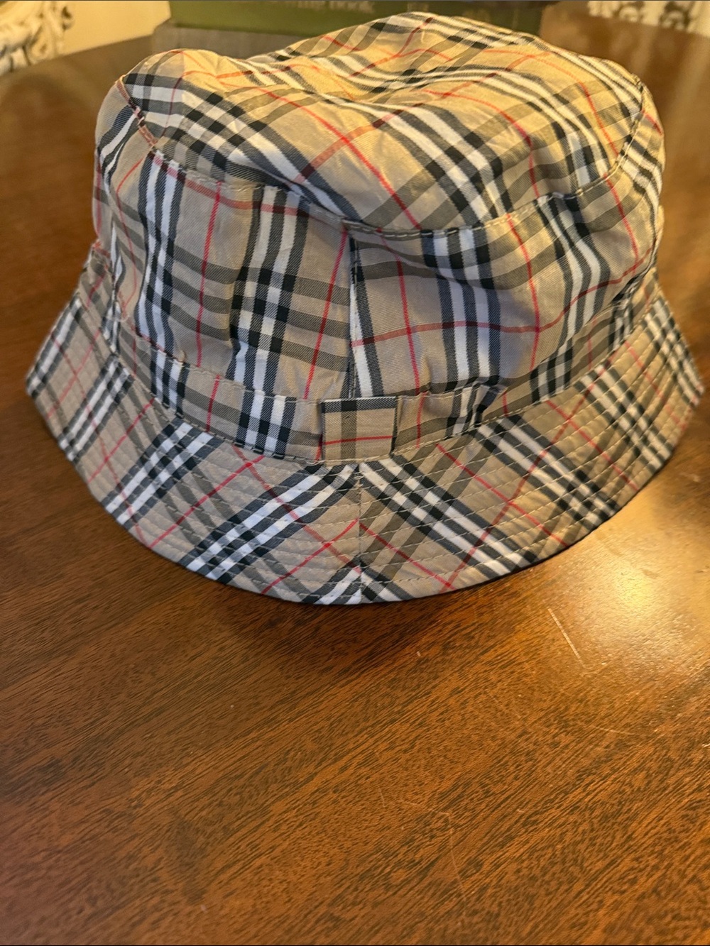 Plaid Bucket Hat in Beige